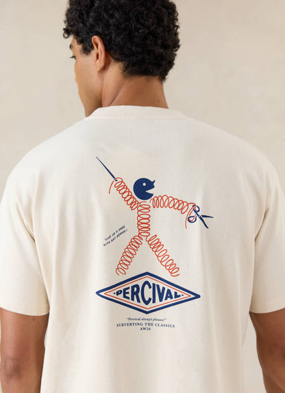 Men's Oversized Graphic T Shirt - Kingston - Cotton - Cream | Percival