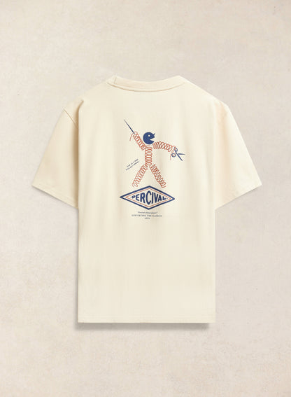 Men's Oversized Graphic T Shirt - Kingston - Cotton - Cream | Percival