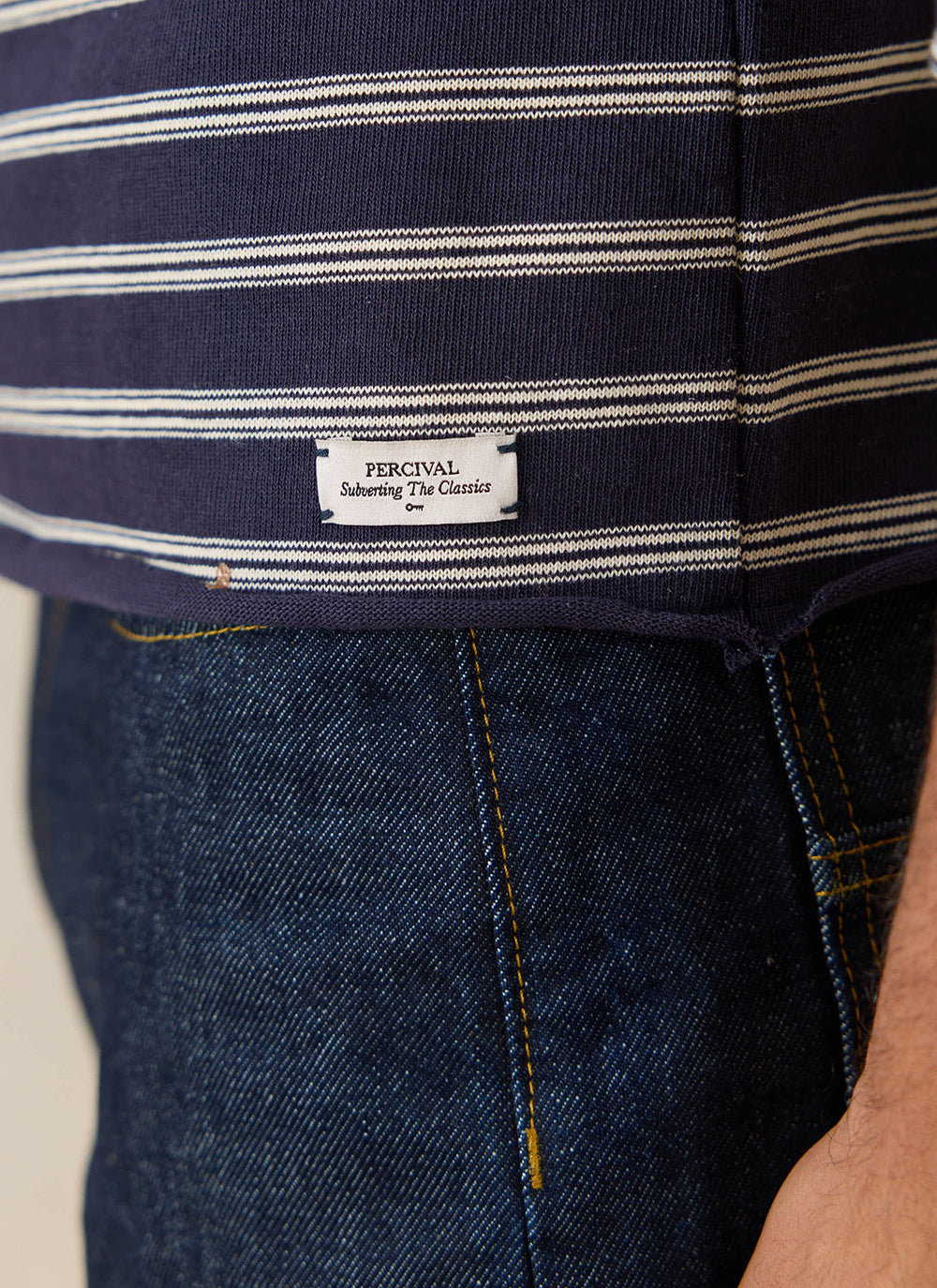 Men's Long Sleeve Breton T Shirt - Organic Cotton - Navy Stripe | Percival