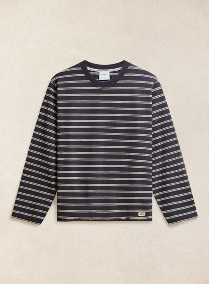 Men's Long Sleeve Breton T Shirt - Organic Cotton - Navy Stripe | Percival
