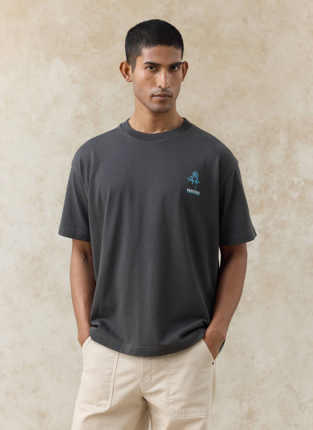 Men's Oversized T-Shirt: Otto - Cotton - Charcoal | Percival
