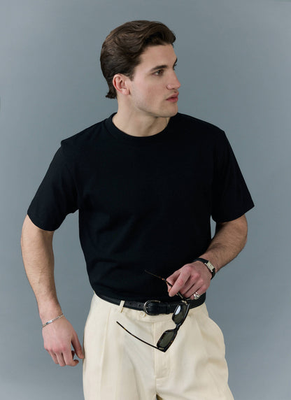 Men's Plain T Shirt - Regular Fit - Organic Cotton - Black | Percival