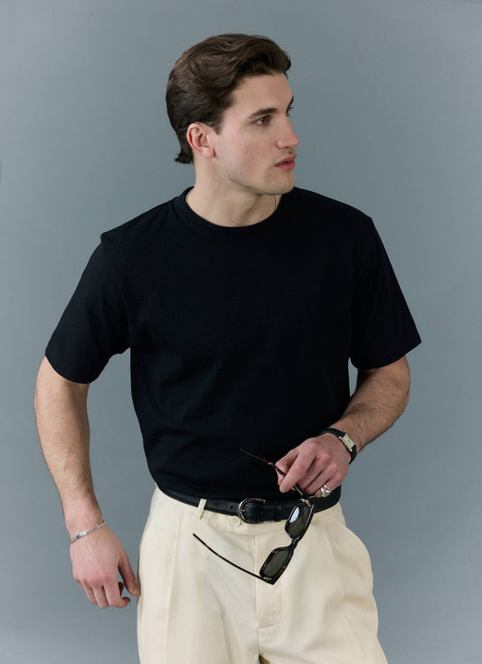 Men's Plain T Shirt - Regular Fit - Organic Cotton - Black | Percival