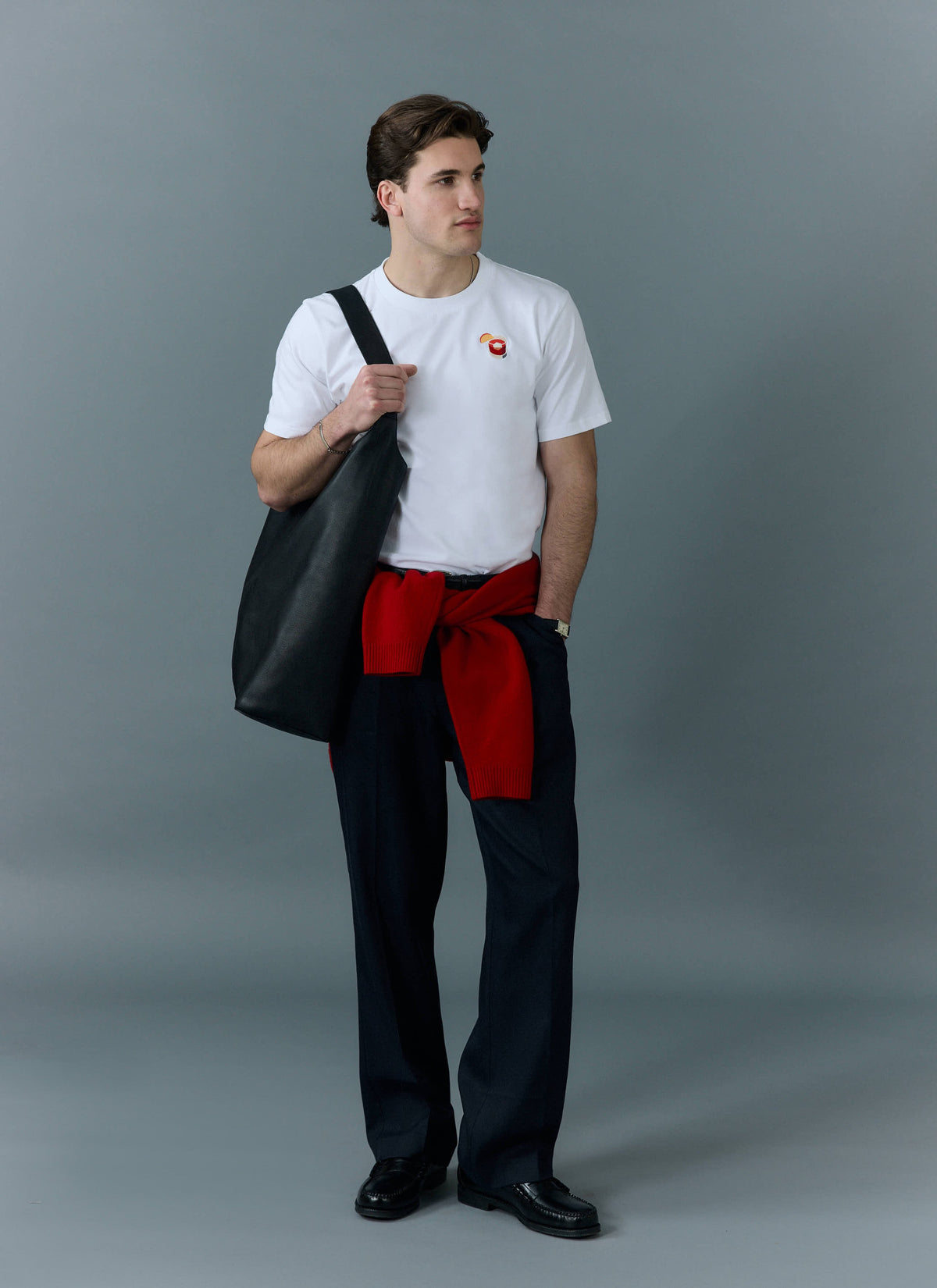 Men's Embroidered T Shirt: Negroni - Heavyweight Cotton - White | Percival