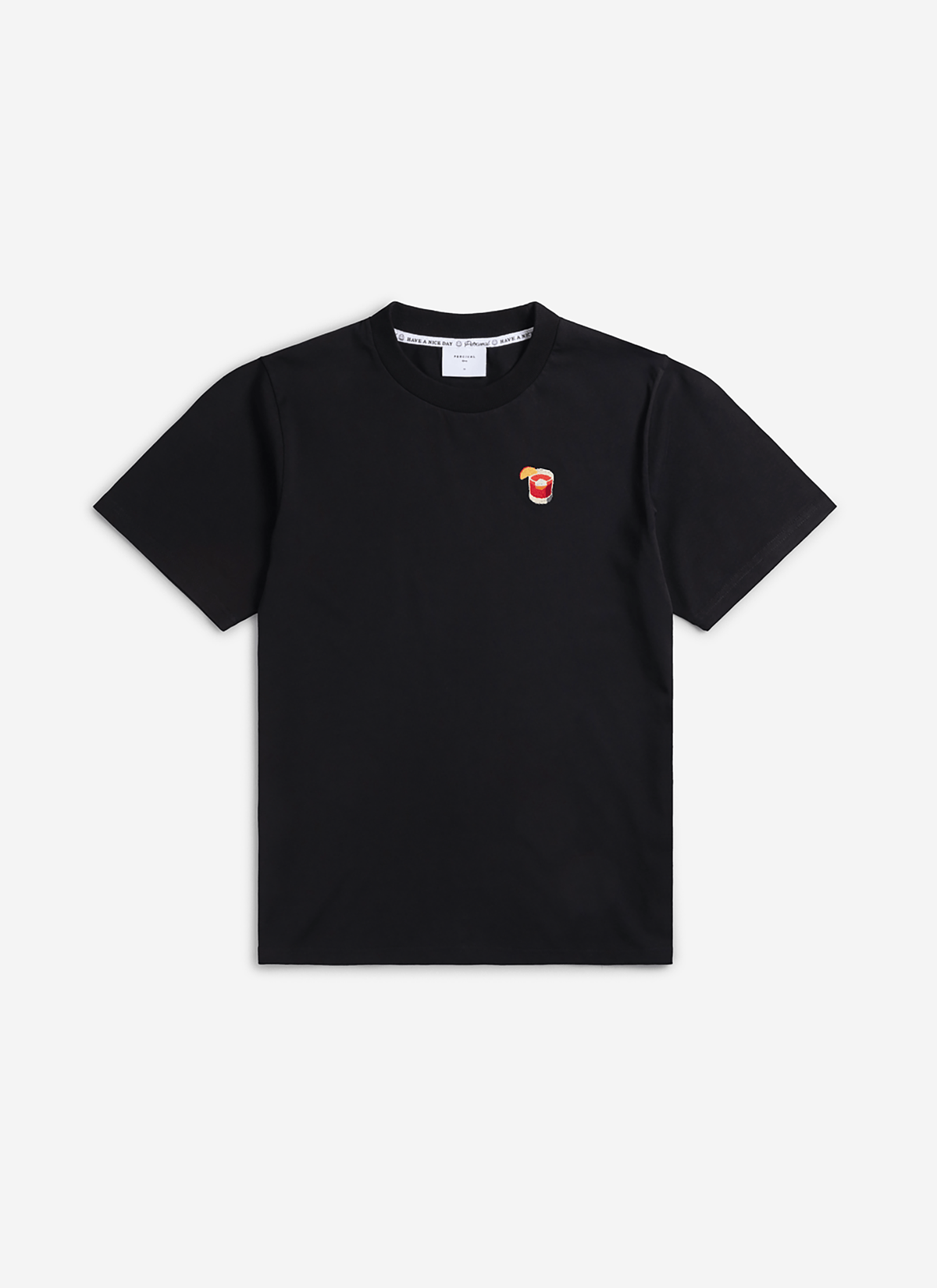 Men's Embroidered T Shirt: Negroni - Heavyweight Cotton - Black | Percival