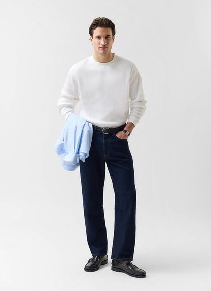 Men's Waffle Long Sleeve T Shirt - Cotton - White | Percival
