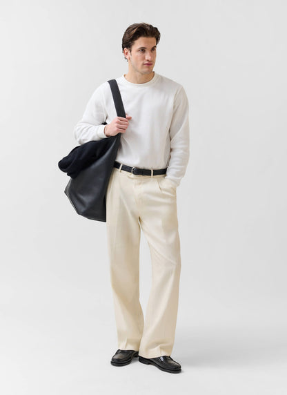 Men's Waffle Long Sleeve T Shirt - Cotton - White | Percival