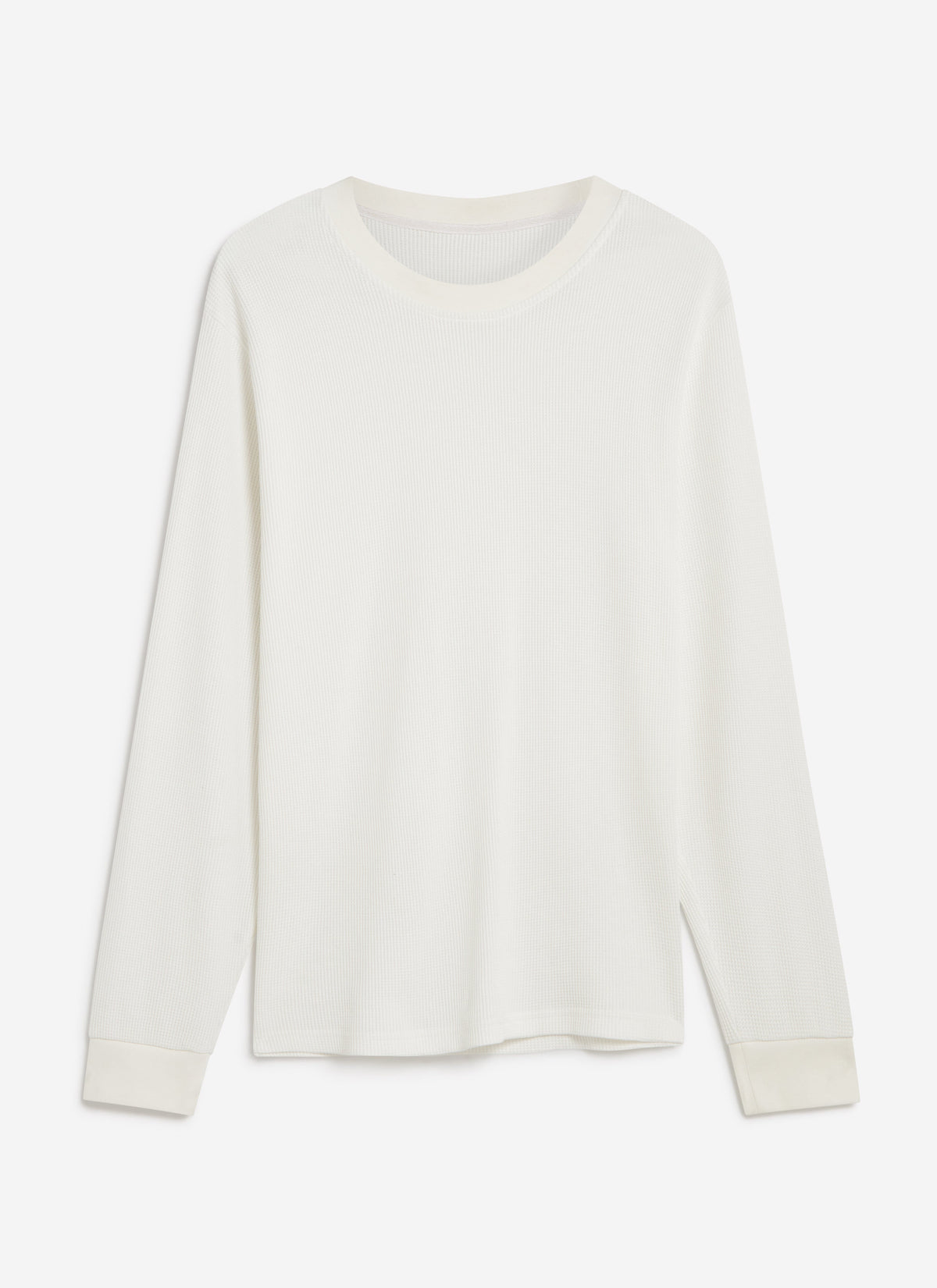 Men's Waffle Long Sleeve T Shirt - Cotton - White | Percival