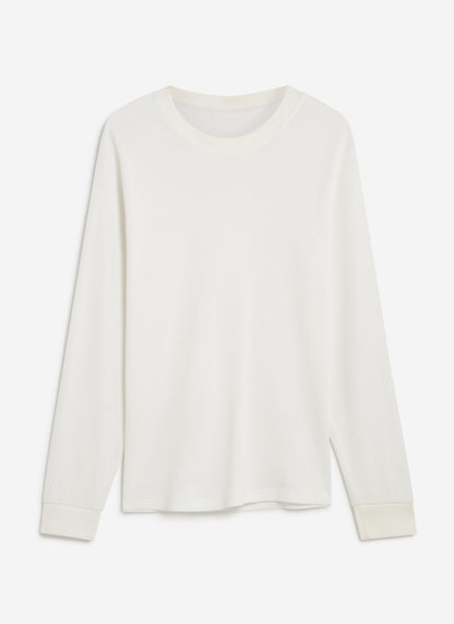 Men's Waffle Long Sleeve T Shirt - Cotton - White | Percival
