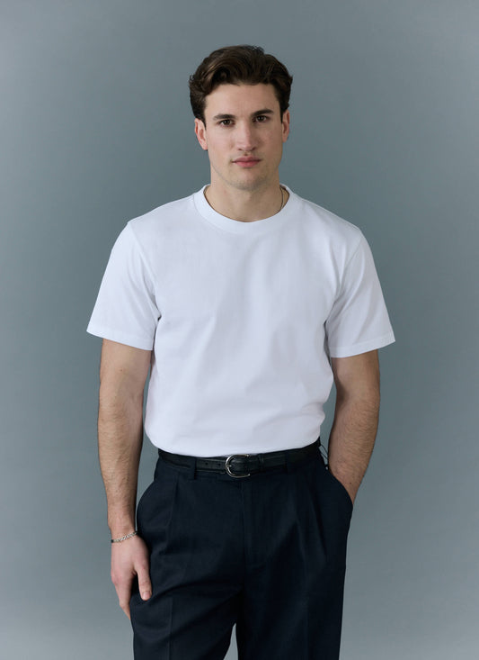 Men's Plain White T Shirt - Regular Fit - Cotton | Percival