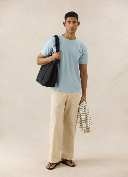 Men's Embroidered T-Shirt - Organic Cotton - Light Blue | Percival