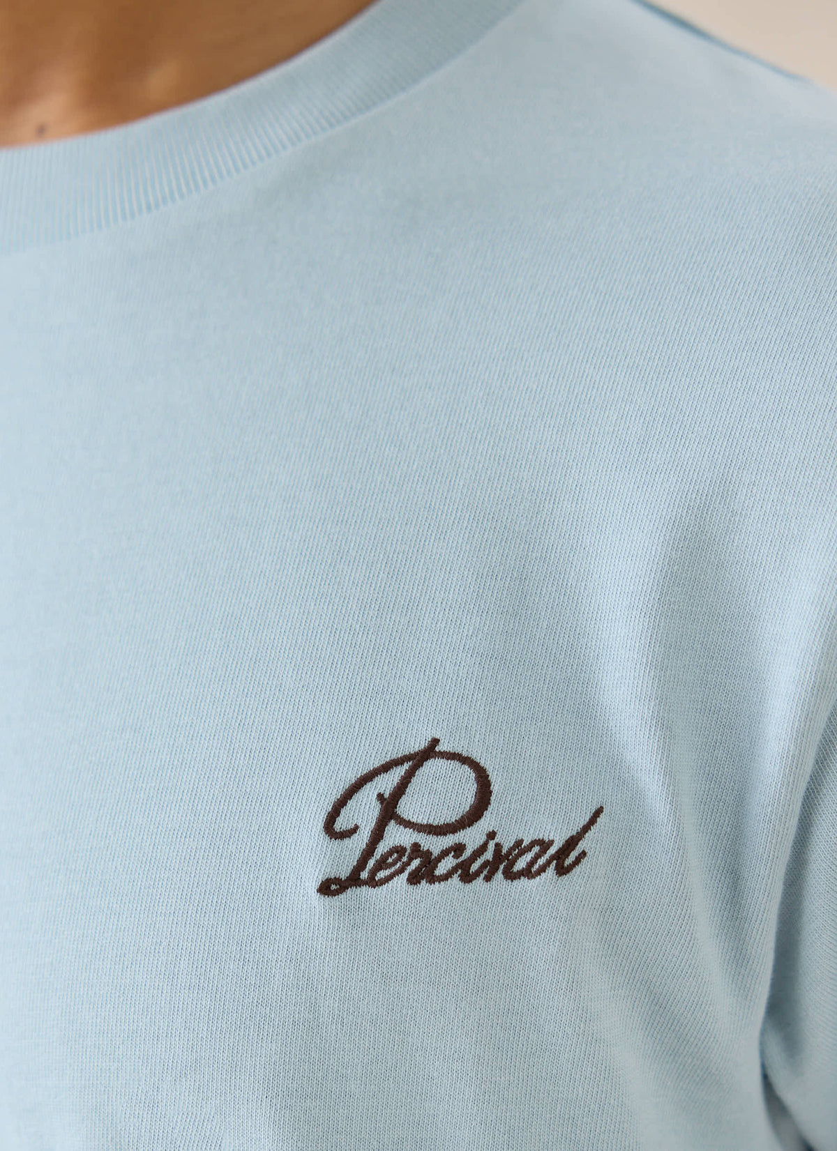 Men's Embroidered T-Shirt - Organic Cotton - Light Blue | Percival