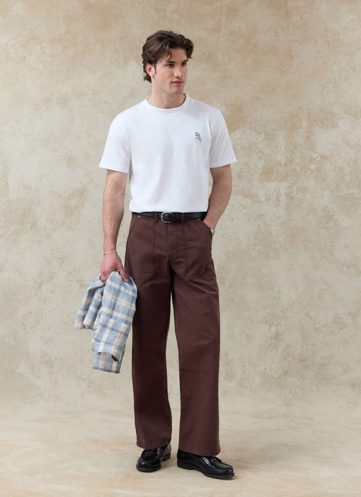 Men's White Embroidered T Shirt - Robinson - Cotton | Percival