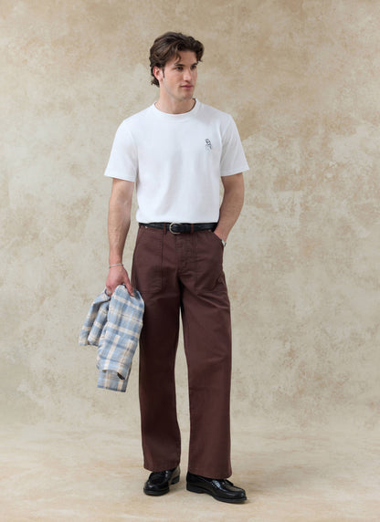 Men's White Embroidered T Shirt - Robinson - Cotton | Percival