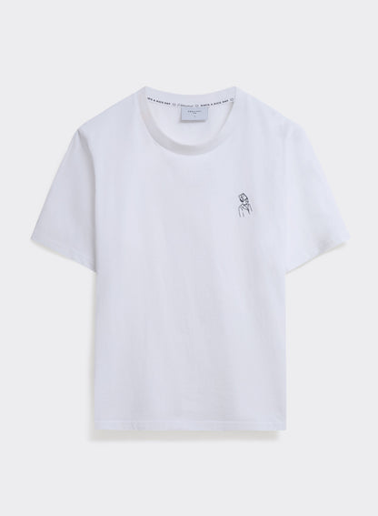 Men's White Embroidered T Shirt - Robinson - Cotton | Percival