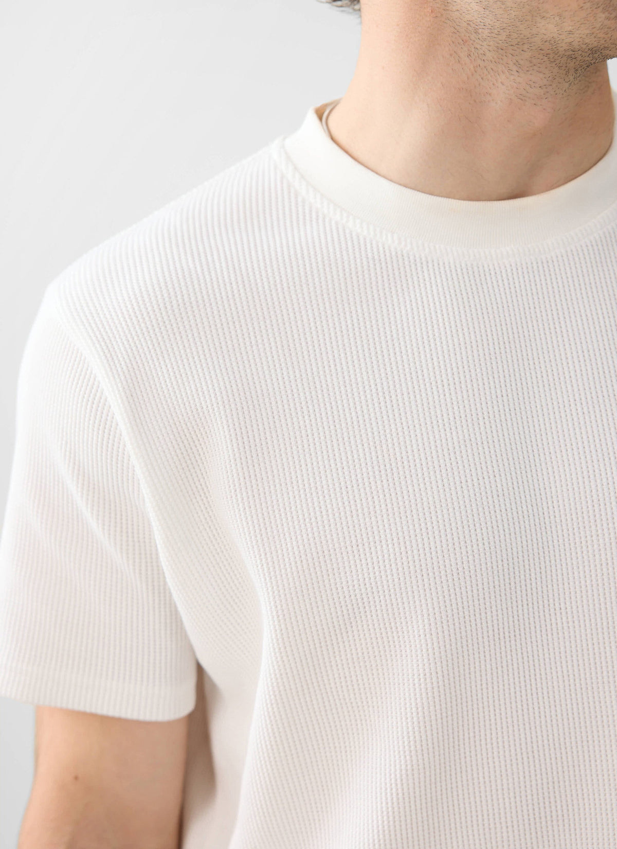 Men's Waffle Short Sleeve T Shirt - Cotton - White | Percival