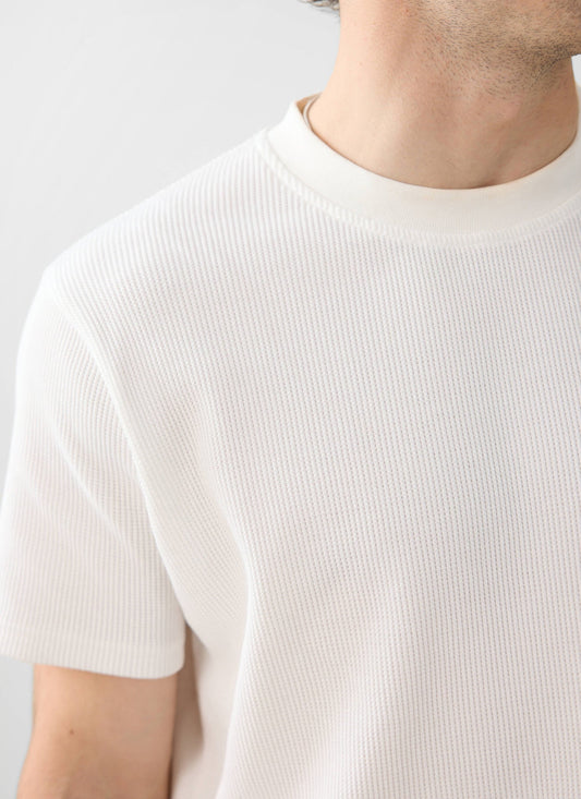 Men's Waffle Short Sleeve T Shirt - Cotton - White | Percival