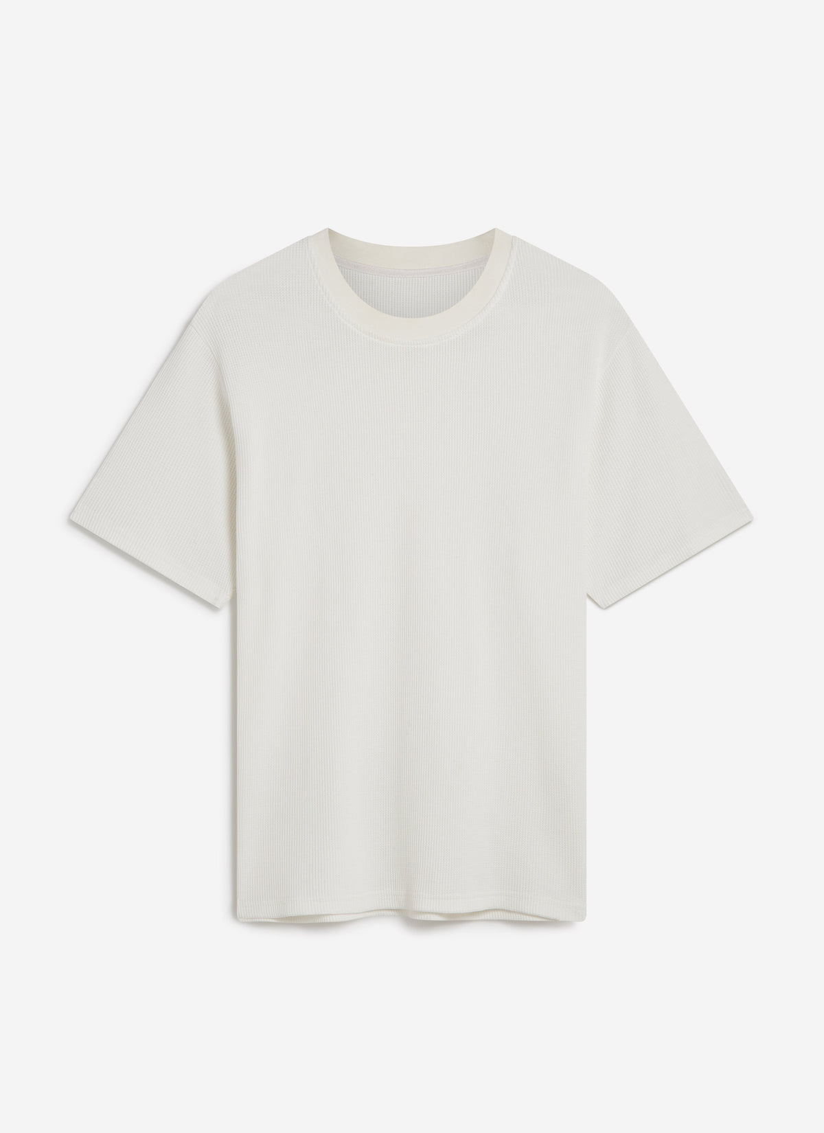 Men's Waffle Short Sleeve T Shirt - Cotton - White | Percival