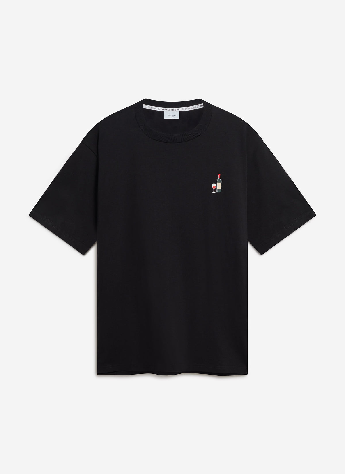 Red Wine Embroidered T Shirt - Organic Cotton - Black | Percival
