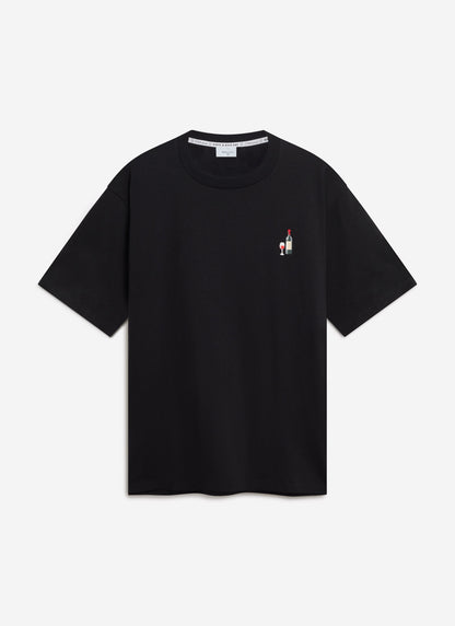 Red Wine Embroidered T Shirt - Organic Cotton - Black | Percival