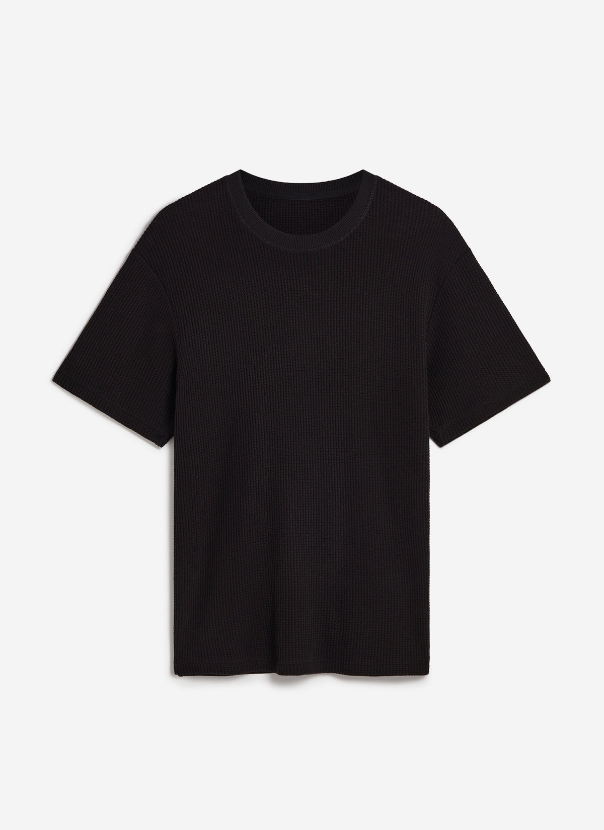 Men's Waffle Short Sleeve T Shirt - Cotton - Black | Percival