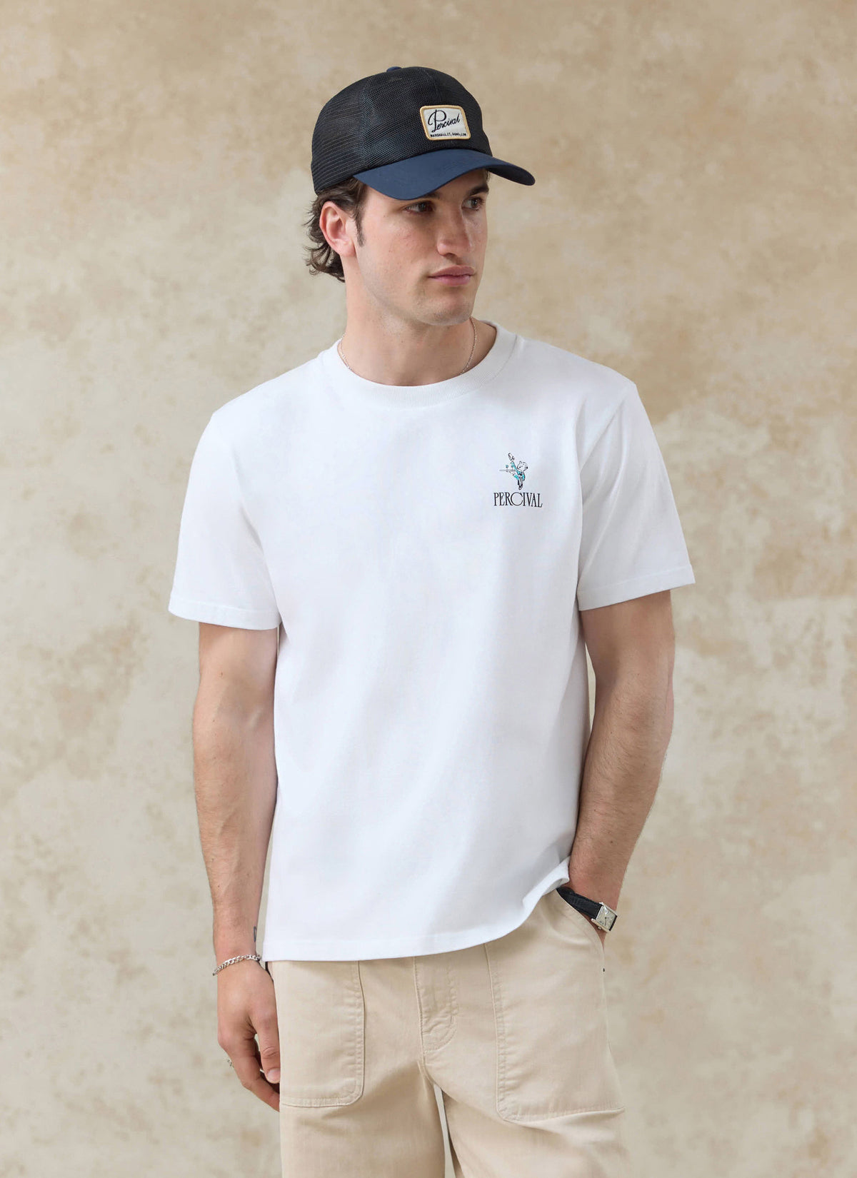 Men's Graphic White T Shirt - Walker - Cotton | Percival