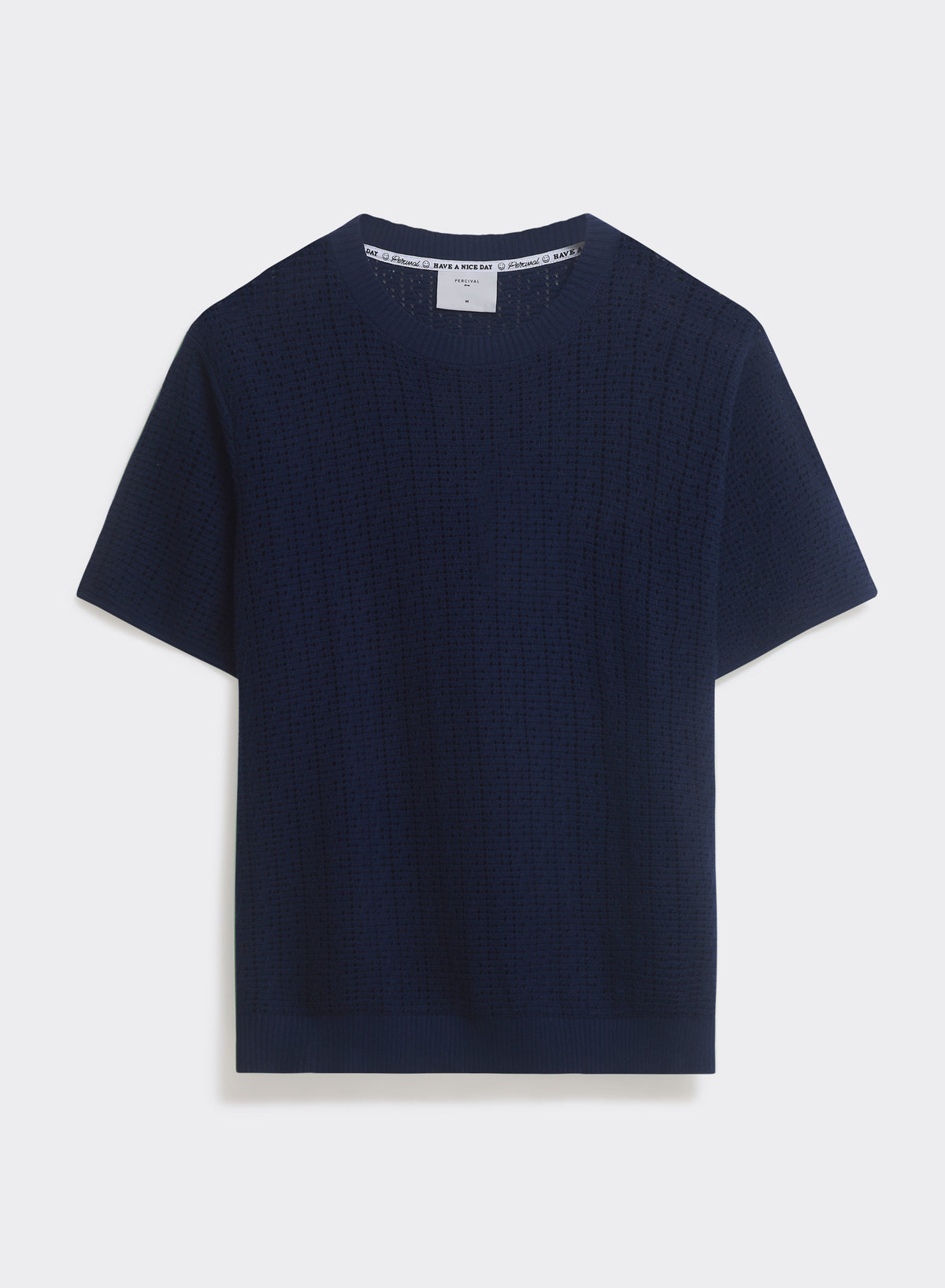 Men's Knitted Navy T Shirt - Siena - 100% Cotton | Percival