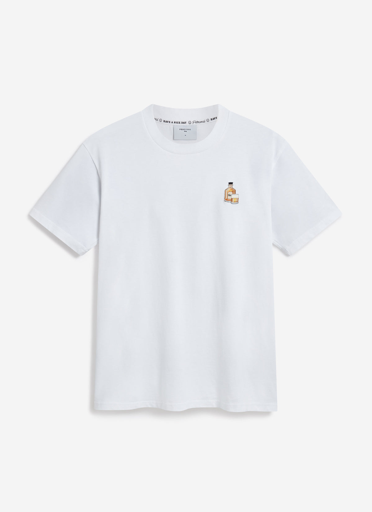 Men's Embroidered T Shirt: Old Fashioned - Cotton - White | Percival