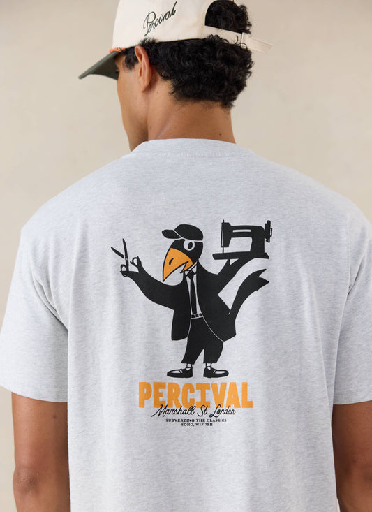 Men's Oversized Graphic T Shirt - Atticus - Cotton - Grey | Percival