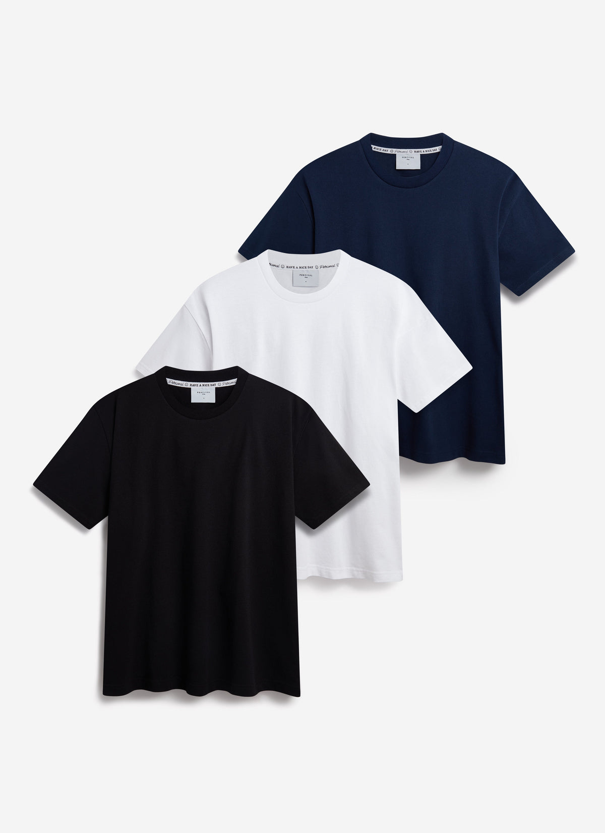 Men's Oversized T Shirts - 3 Pack - Cotton - White, Black & Navy | Percival