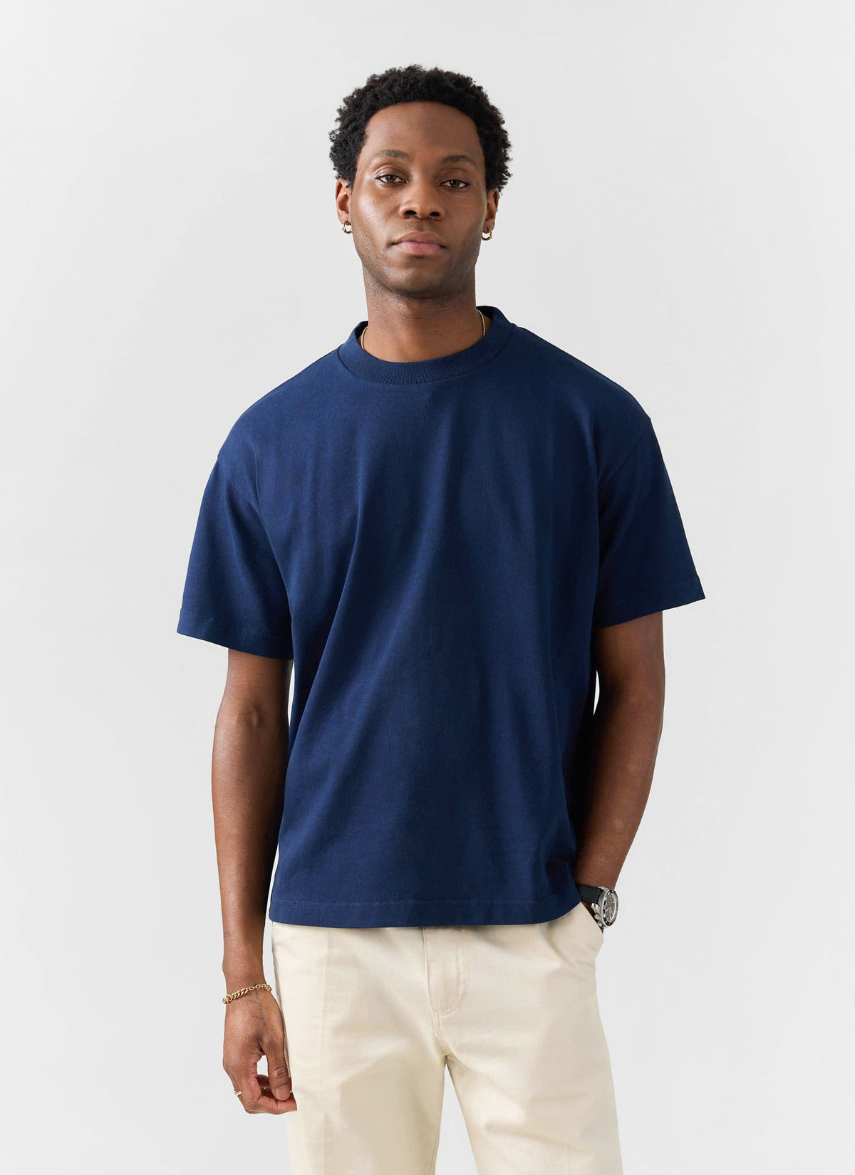 Men's Oversized T Shirts - 3 Pack - Cotton - White, Black & Navy | Percival