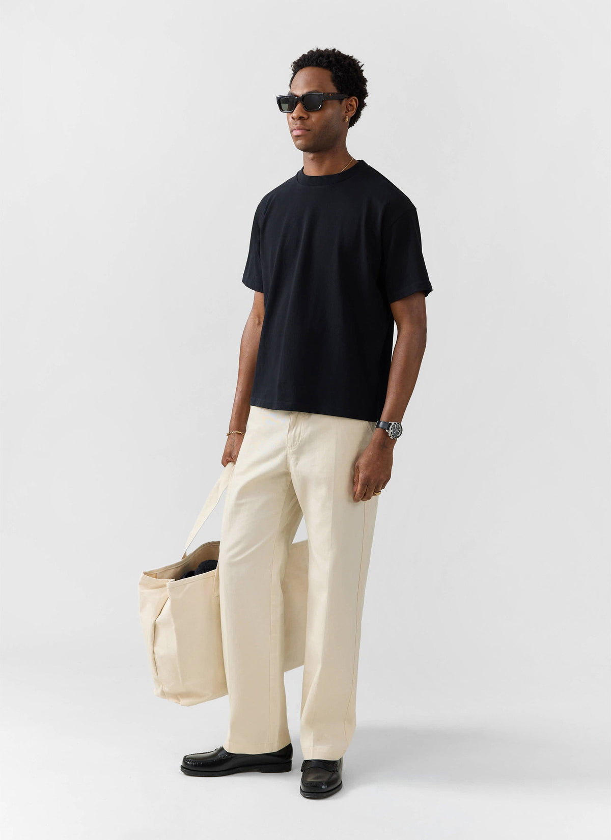 Men's Oversized Cotton T Shirts - 3 Pack - Black | Percival