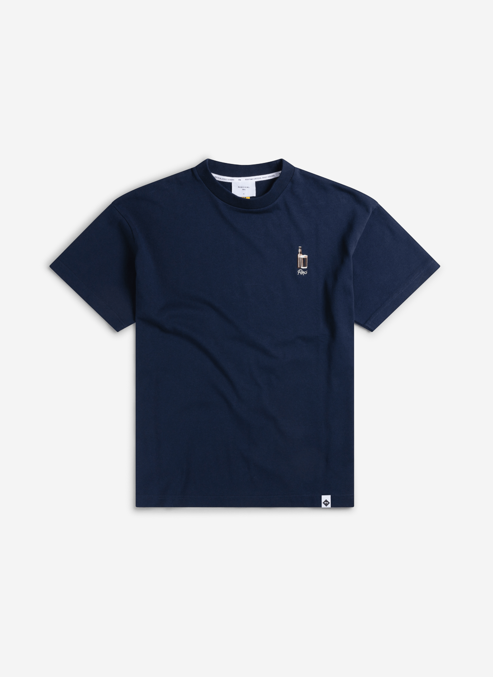 Men's Oversized T Shirt - Embroidered Stout - Cotton - Navy | Percival