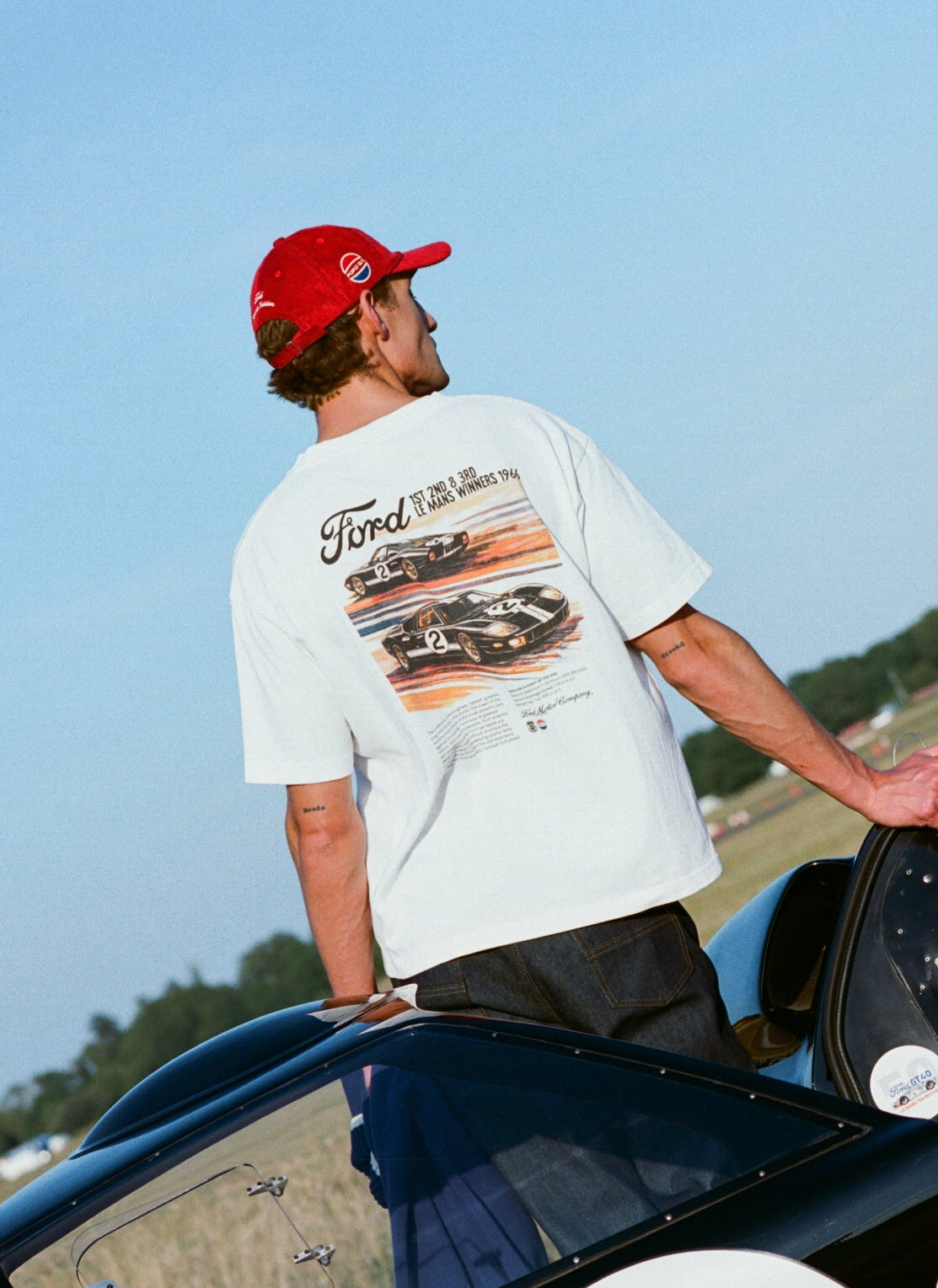 Men's Oversized Ford T-Shirt - Organic Cotton - White - Ford x Percival | Percival