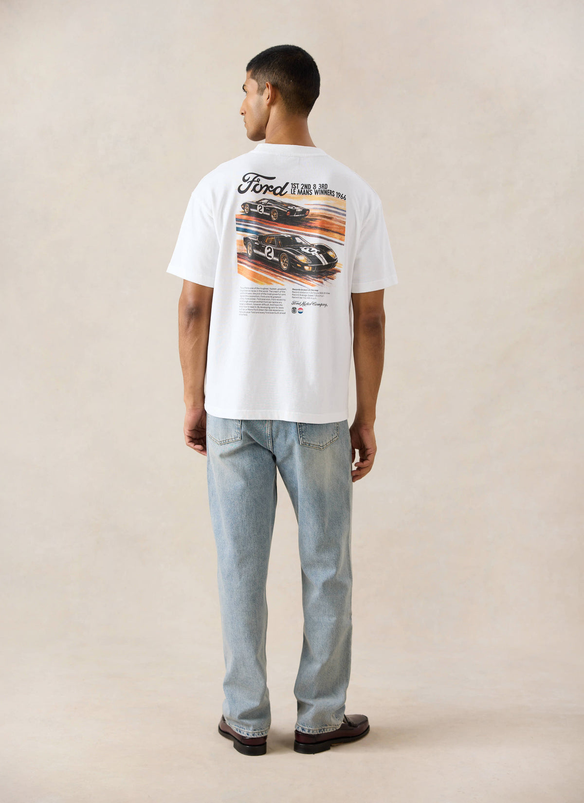 Men's Oversized Ford T-Shirt - Organic Cotton - White - Ford x Percival | Percival
