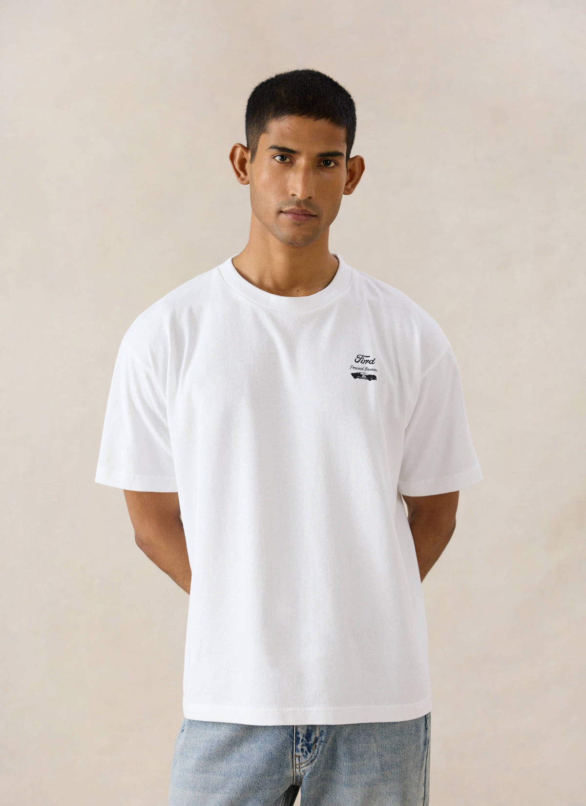 Men's Oversized Ford T-Shirt - Organic Cotton - White - Ford x Percival | Percival