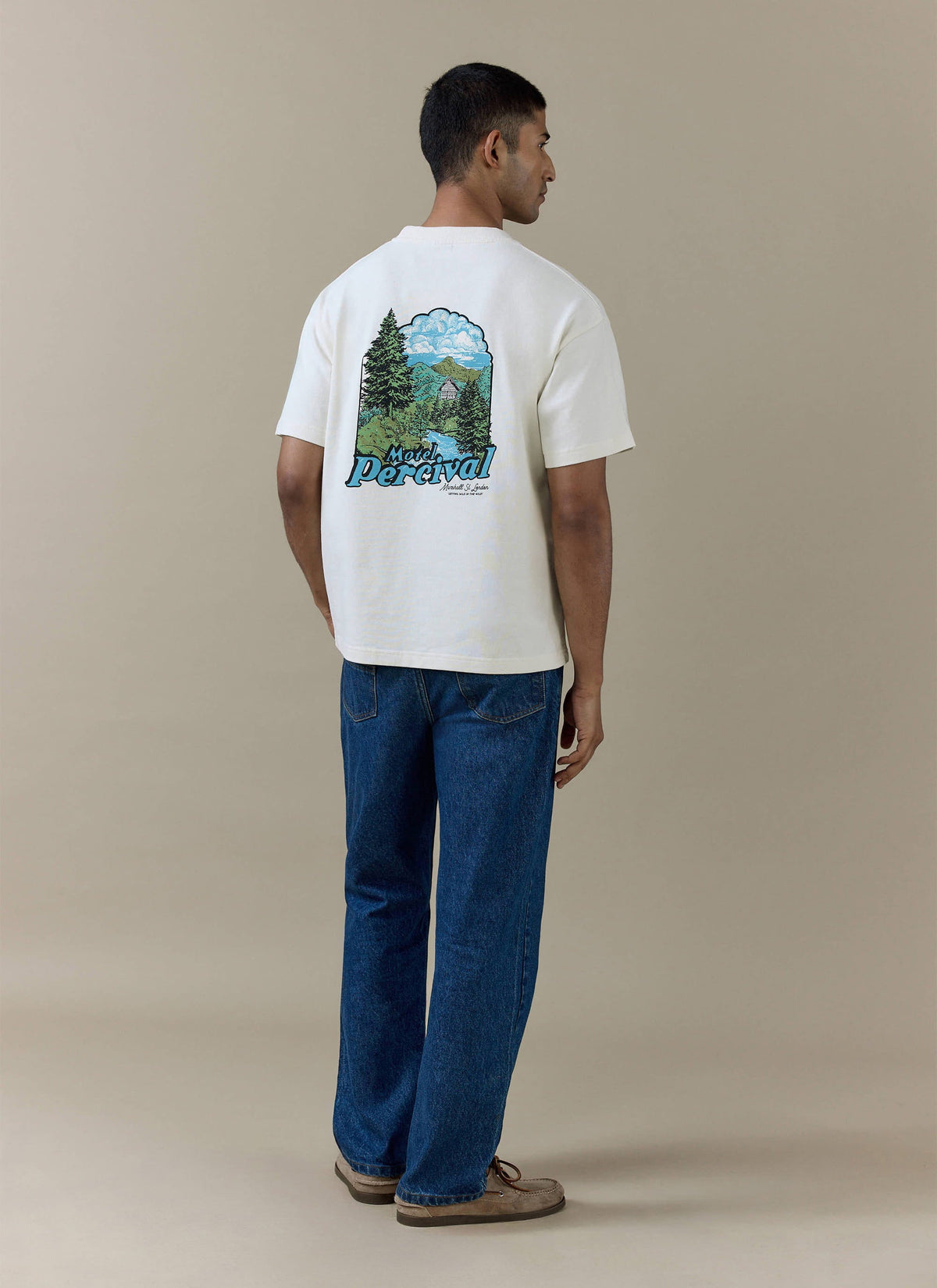 Men's Cream Oversized T Shirt - Arnold - Organic Cotton | Percival