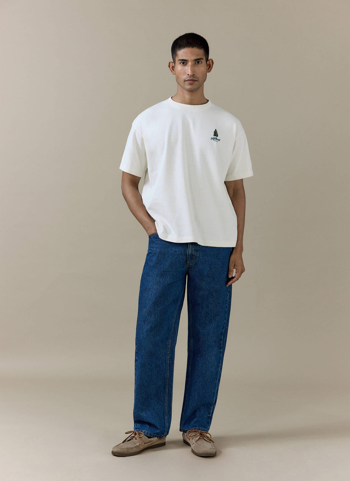 Men's Cream Oversized T Shirt - Arnold - Organic Cotton | Percival