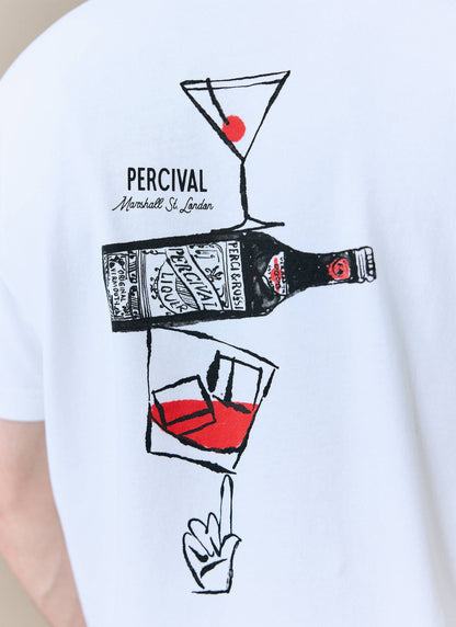 Men's Oversized T-Shirt - Perci & Rossi Martini - Organic Cotton - White | Percival