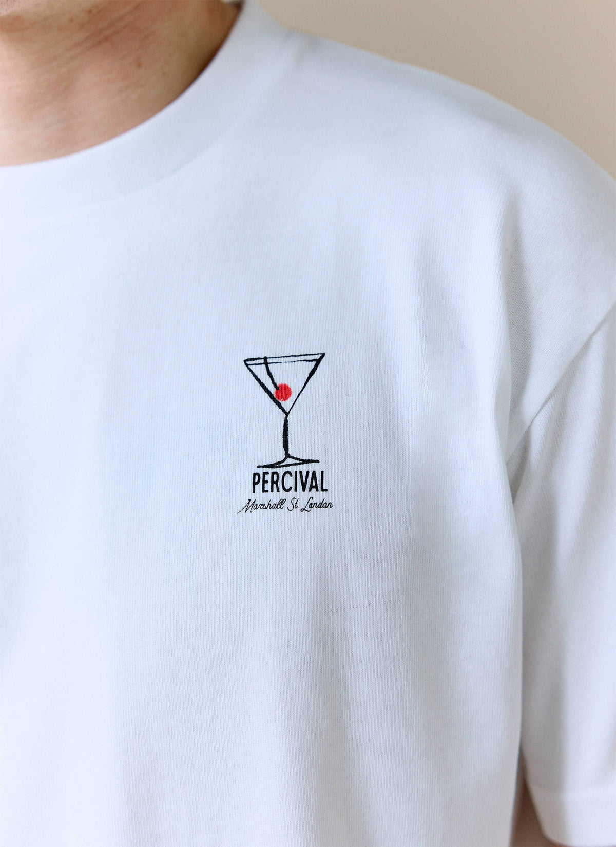 Men's Oversized T-Shirt - Perci & Rossi Martini - Organic Cotton - White | Percival