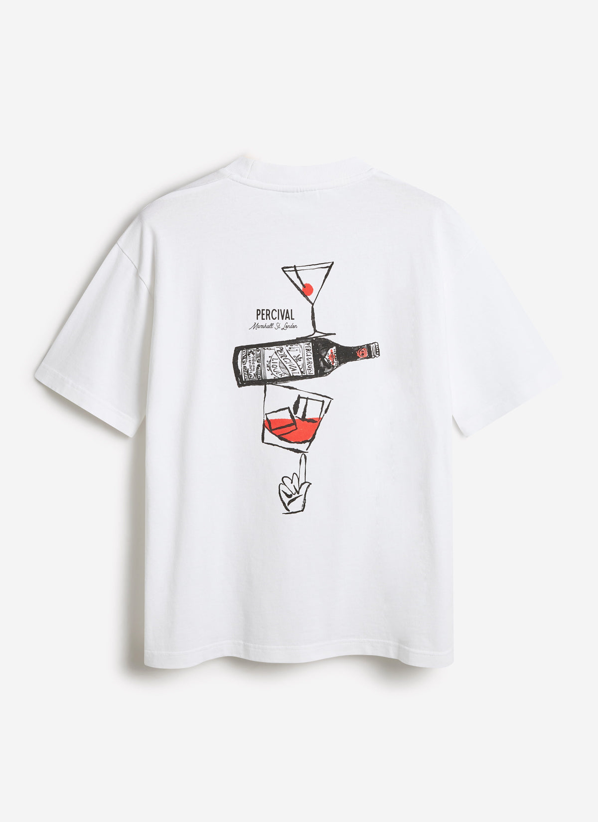 Men's Oversized T-Shirt - Perci & Rossi Martini - Organic Cotton - White | Percival
