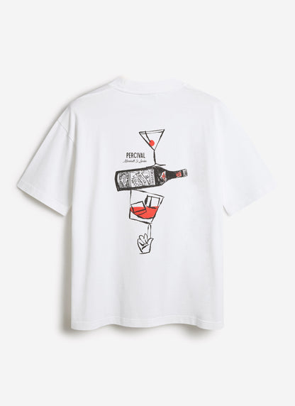 Men's Oversized T-Shirt - Perci & Rossi Martini - Organic Cotton - White | Percival