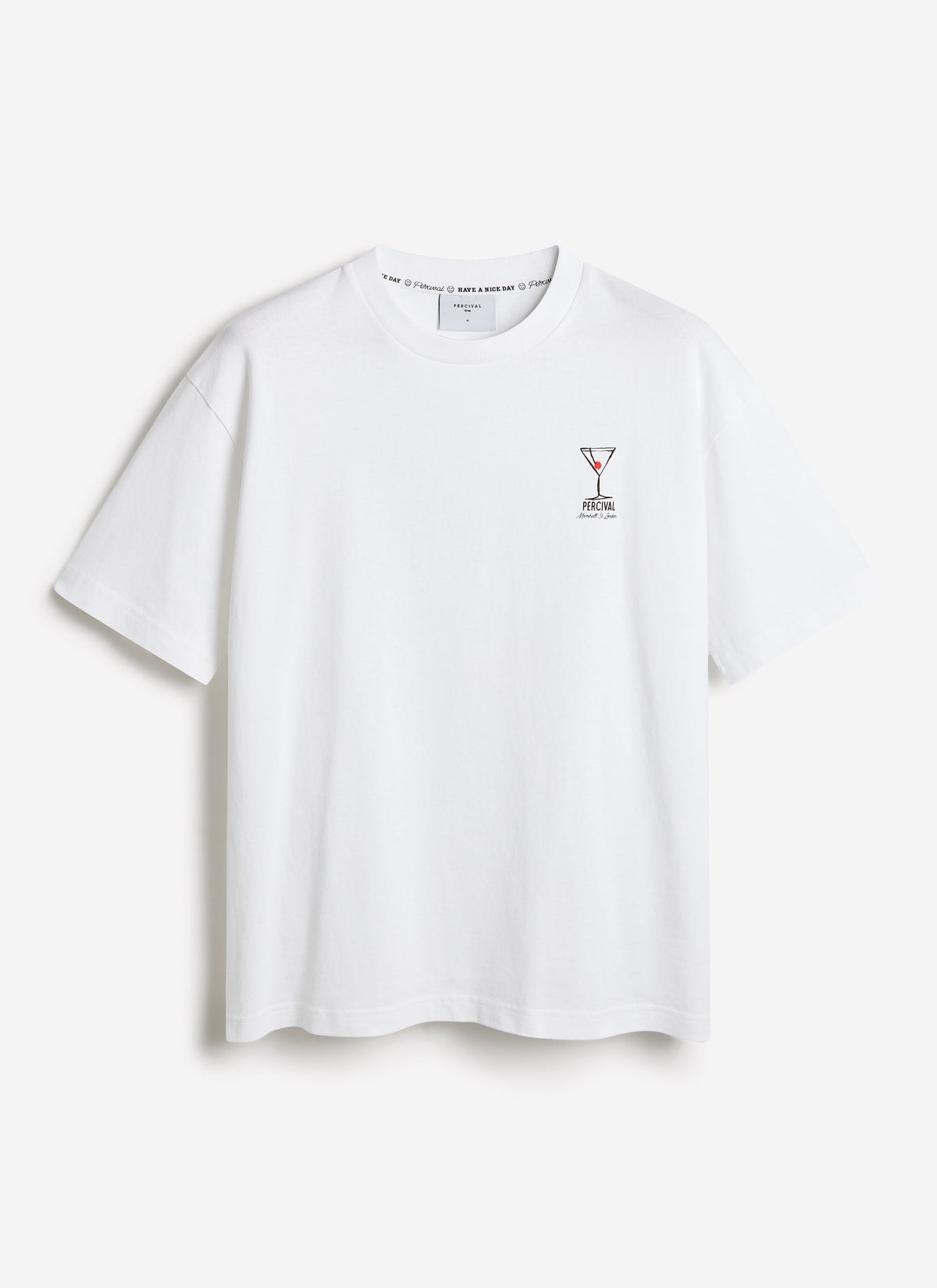 Men's Oversized T-Shirt - Perci & Rossi Martini - Organic Cotton - White | Percival