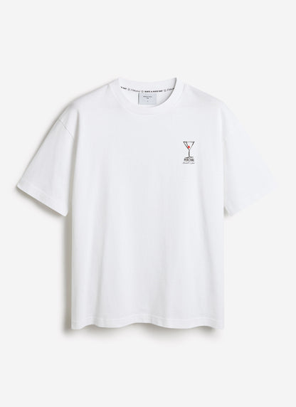 Men's Oversized T-Shirt - Perci & Rossi Martini - Organic Cotton - White | Percival