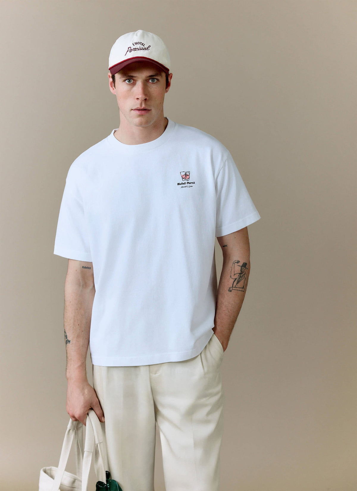 Men's T Shirt - Hotel Bistro Oversized - Organic Cotton - White | Percival
