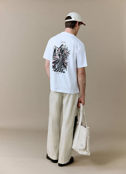Men's T Shirt - Hotel Bistro Oversized - Organic Cotton - White | Percival