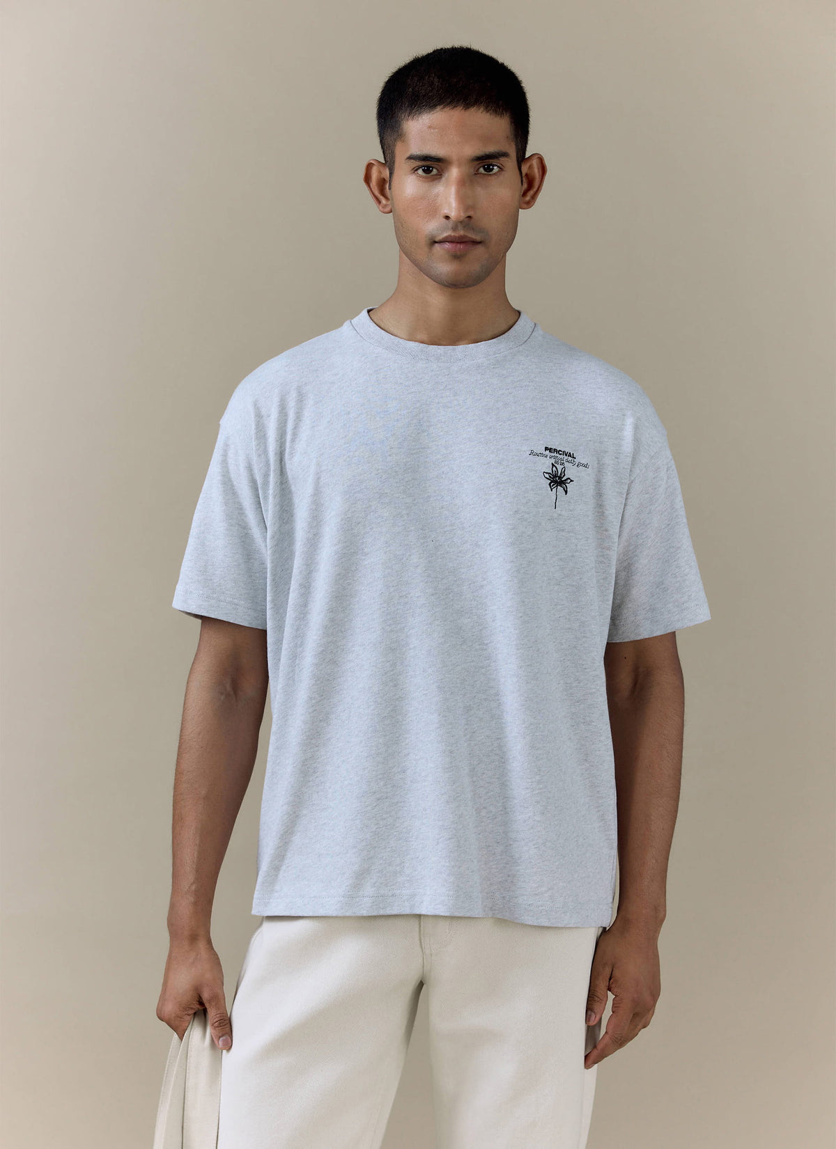 Men's Oversized T Shirt: Melvin - Cotton - Grey | Percival