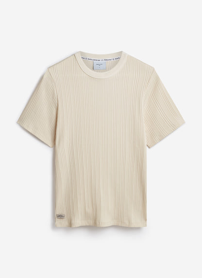 Men's Slim Fit Ribbed T-shirt: Leon - Cotton - Cream | Percival