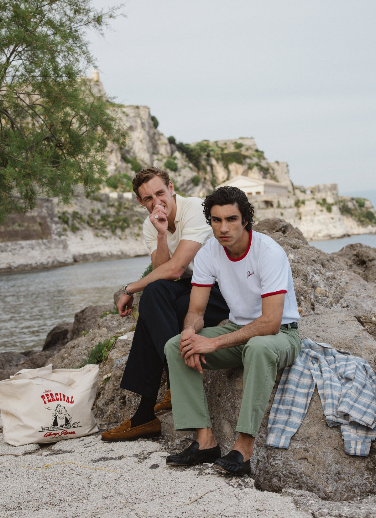 Men's Ringer T Shirt - Slim Fit - Cotton - White & Red | Percival