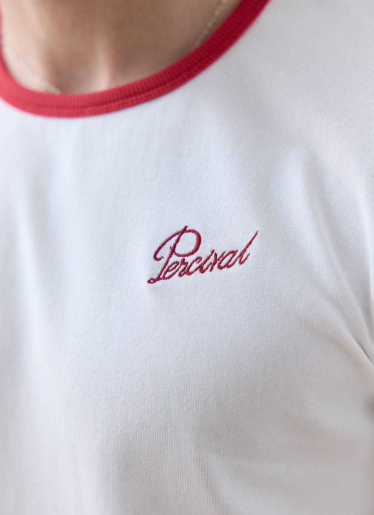 Men's Ringer T Shirt - Slim Fit - Cotton - White & Red | Percival